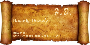 Hadady Dezső névjegykártya